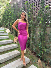 Vestido Ana Lucia Uva Fúcsia Midi Jersey