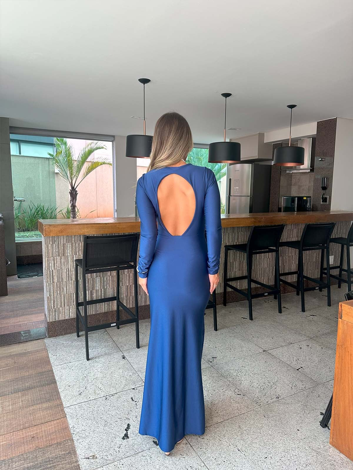 Vestido Ayla Azul Marinho Tecido Jersey Br
