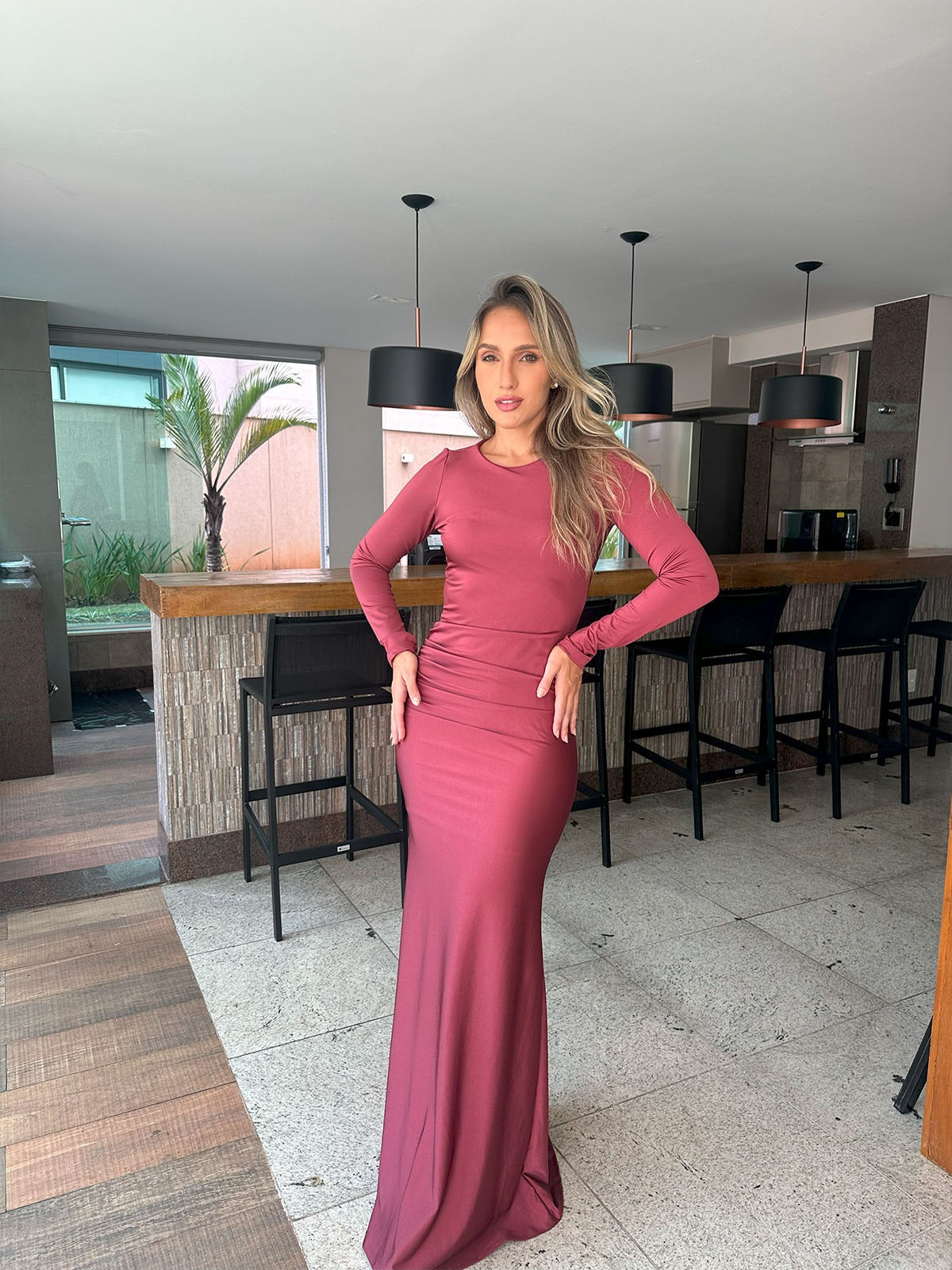 Vestido Ayla Marsala Tecido Jersey Br