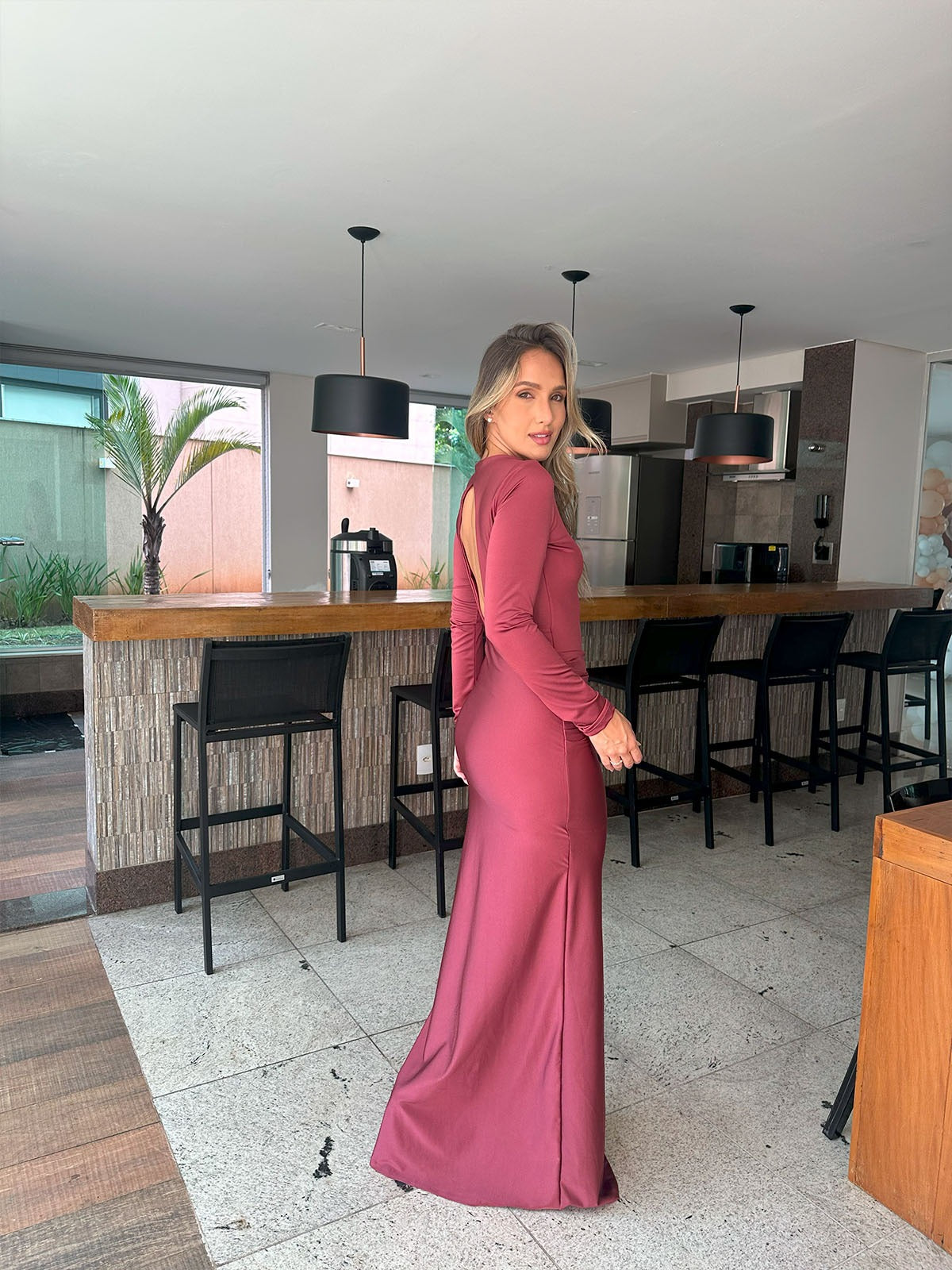Vestido Ayla Marsala Tecido Jersey Br