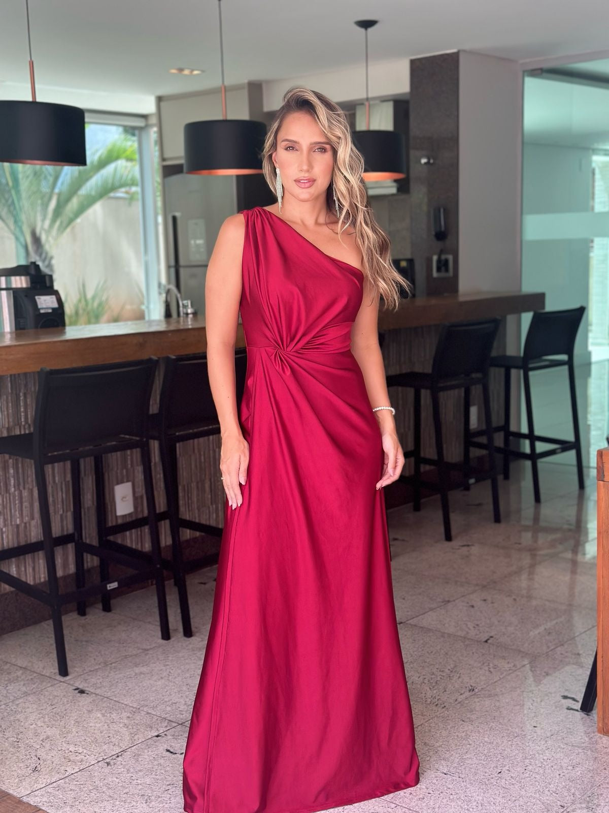 Vestido Longo Eloá Vermelho Jersey Br