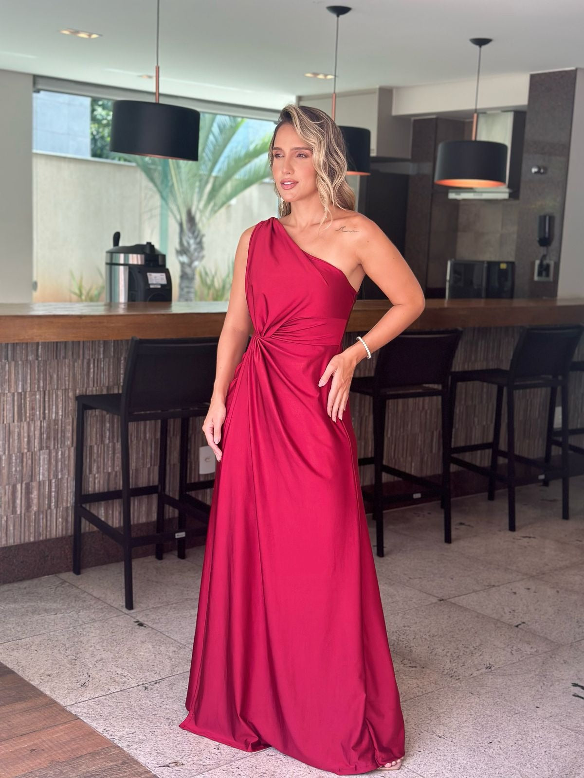Vestido Longo Eloá Vermelho Jersey Br