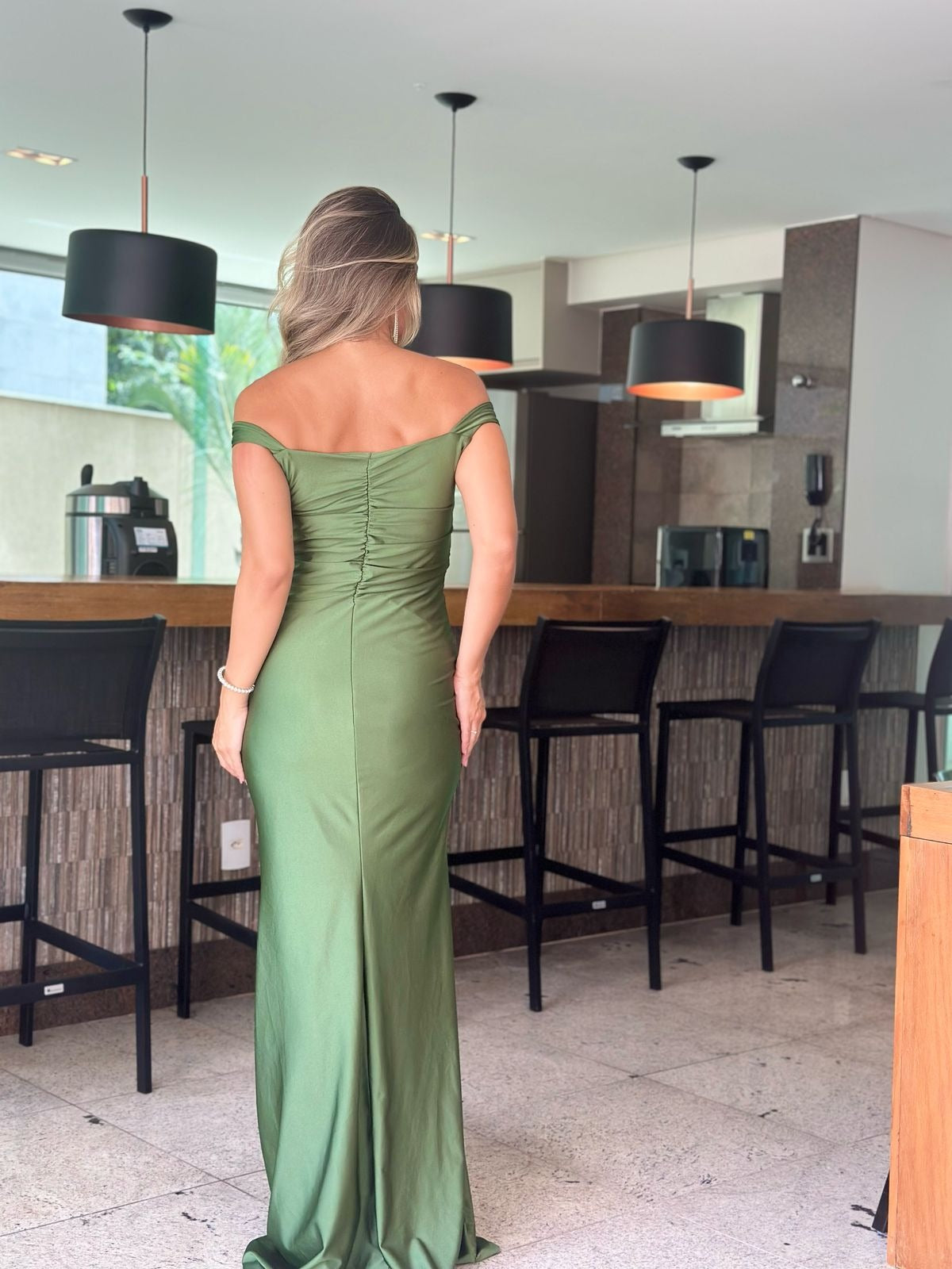 Vestido Longo Katia Oliva Jersey Br