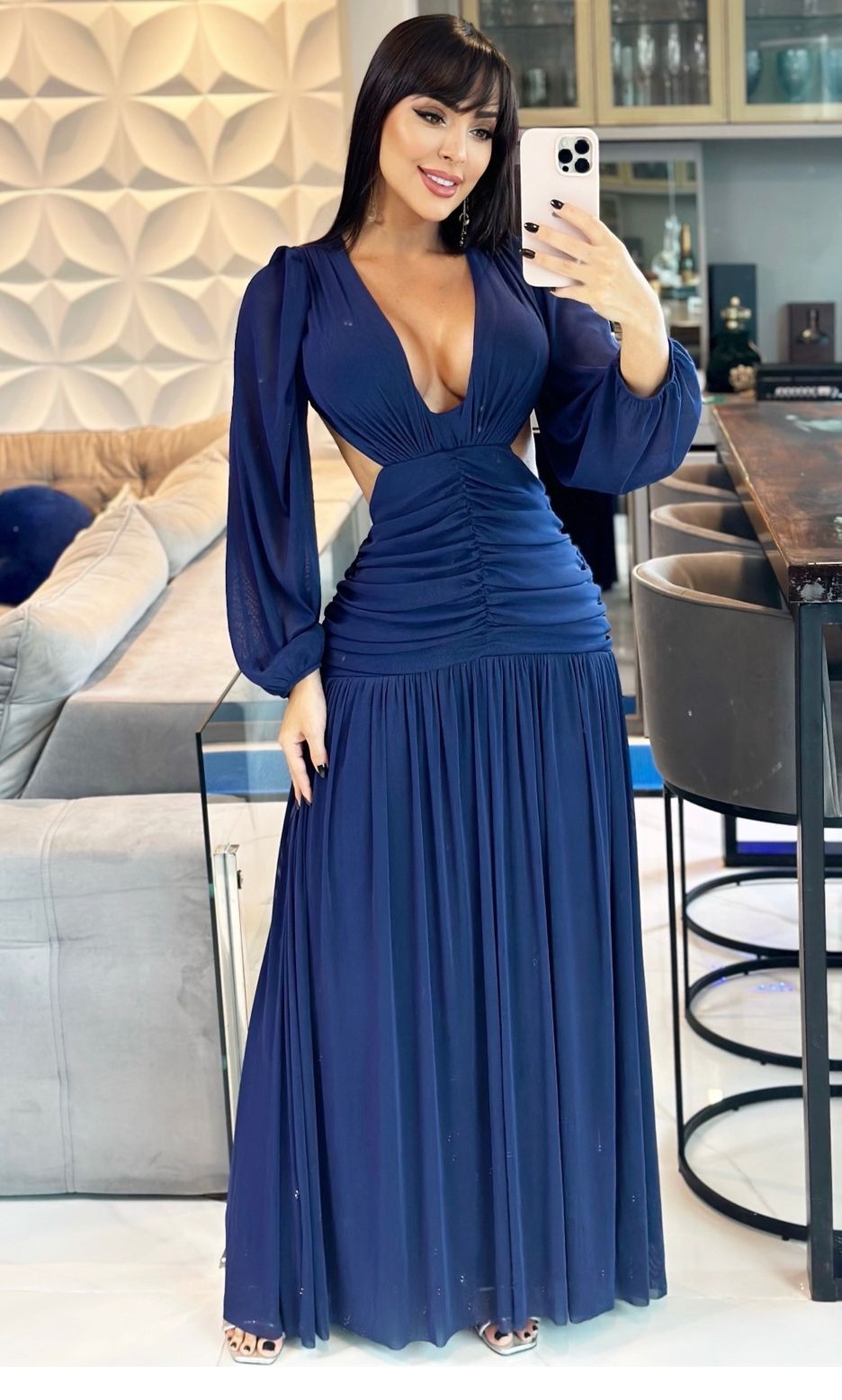 Vestido Longo Maysa Azul Marinho