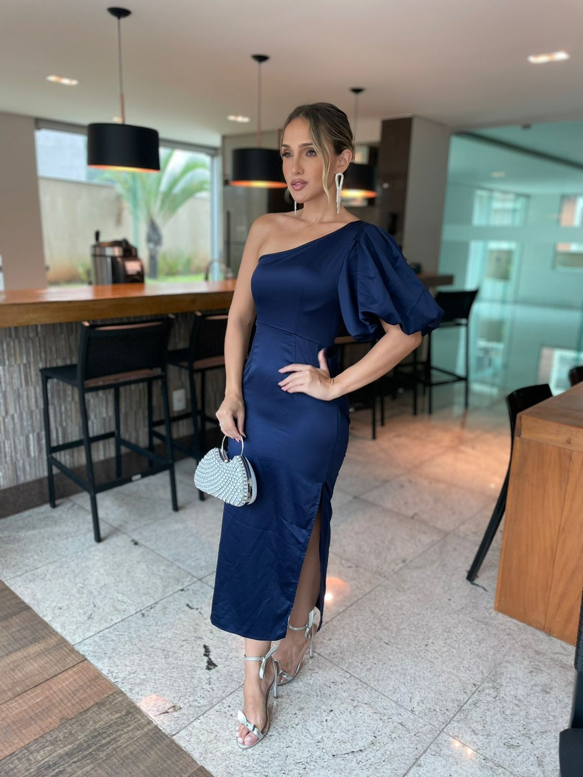 Vestido Midi Renata Azul Marinho